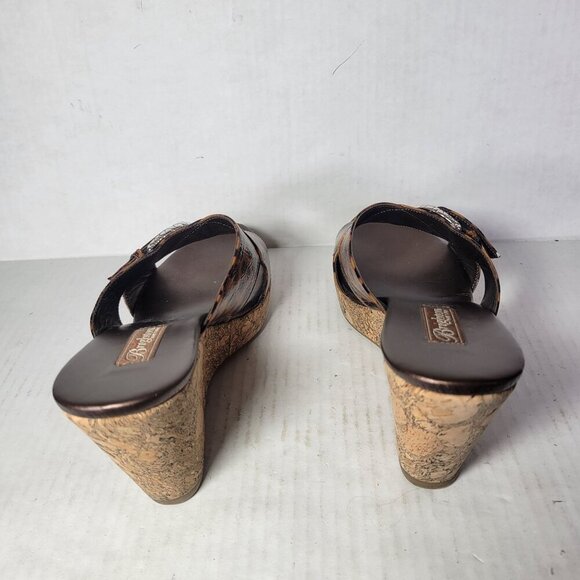 Brighton Leopard Print Cork Wedge Buckle Detail Sandals Women Size 9 - Picture 3 of 8